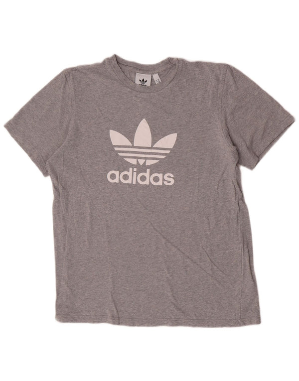 T-shirt grafica da uomo Adidas Top in cotone grigio medio
