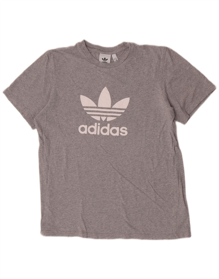 T-shirt grafica da uomo Adidas Top in cotone grigio medio