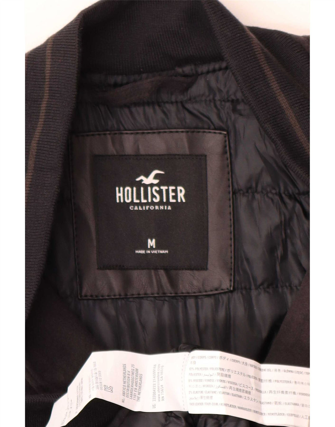 Giacca Hollister Graphic Varsity da uomo UK 38 poliestere nero medio