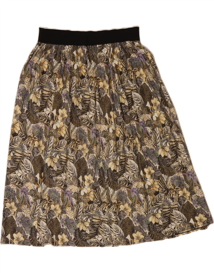 VINTAGE Womens Flared Skirt Large W32  Beige Floral Cotton Vintage Vintage and Second-Hand Vintage from Messina Hembry 