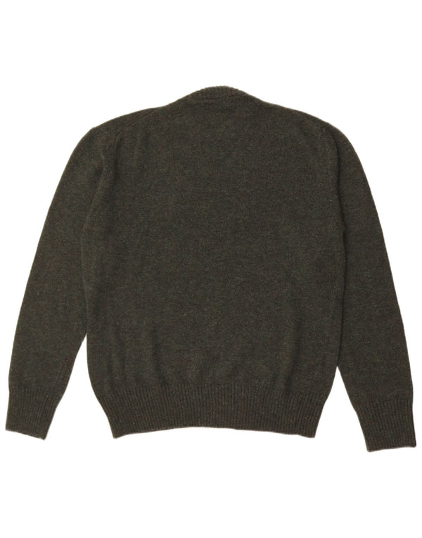 Maglione maglione girocollo da uomo vintage in lana kaki media