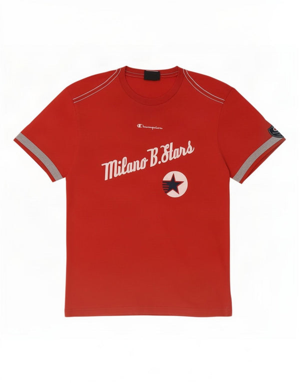T-shirt grafica Champion da uomo Milano Top grande in cotone rosso