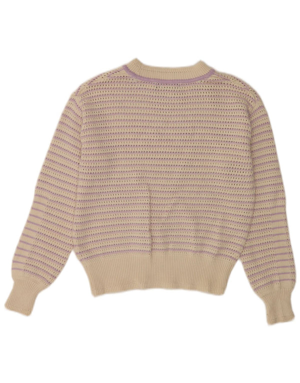 Maglione maglione con scollo a barca da donna Marks & Spencer UK 6 XS Beige a righe
