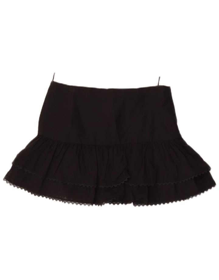 Gonna mini a strati a vita bassa da donna Zara media W28 cotone nero