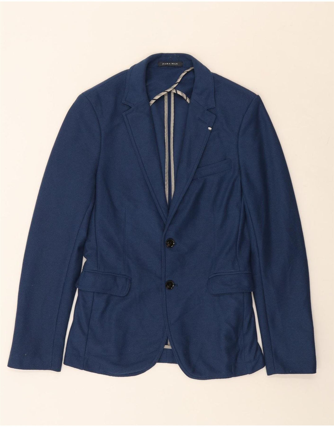 Giacca blazer da uomo a 2 bottoni Zara UK 34 XS poliestere blu navy