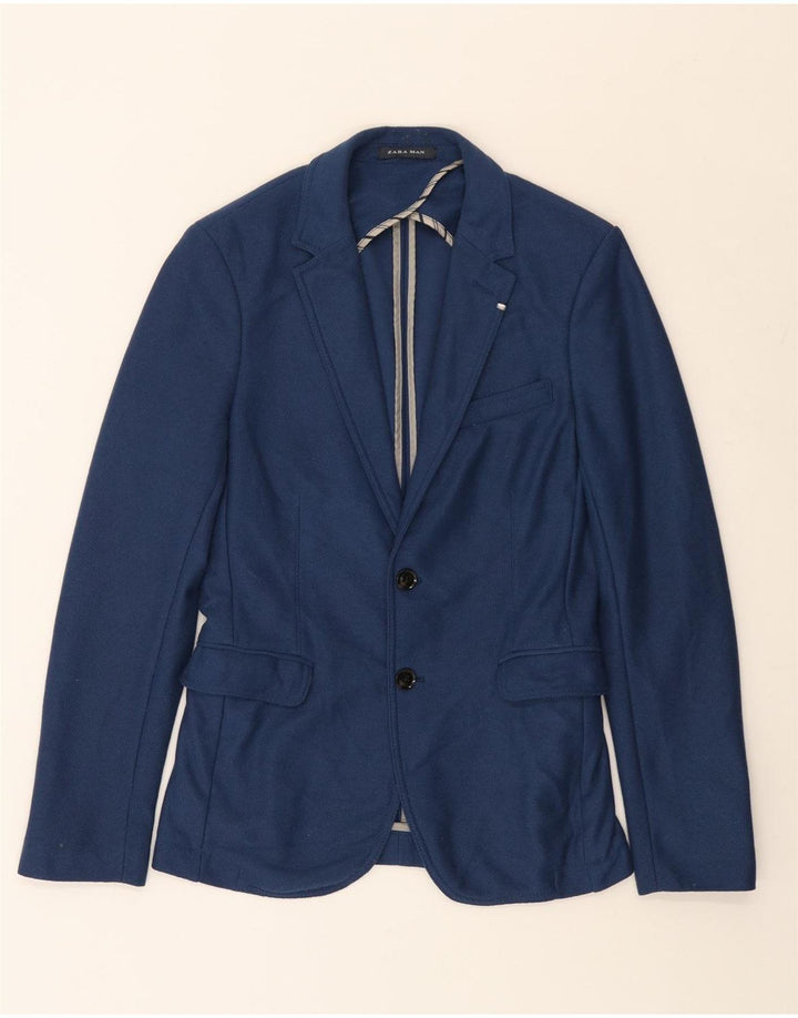 Giacca blazer da uomo a 2 bottoni Zara UK 34 XS poliestere blu navy