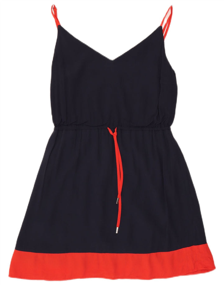 Abito sottoveste da donna Tommy Hilfiger UK 10 piccolo poliestere blu navy