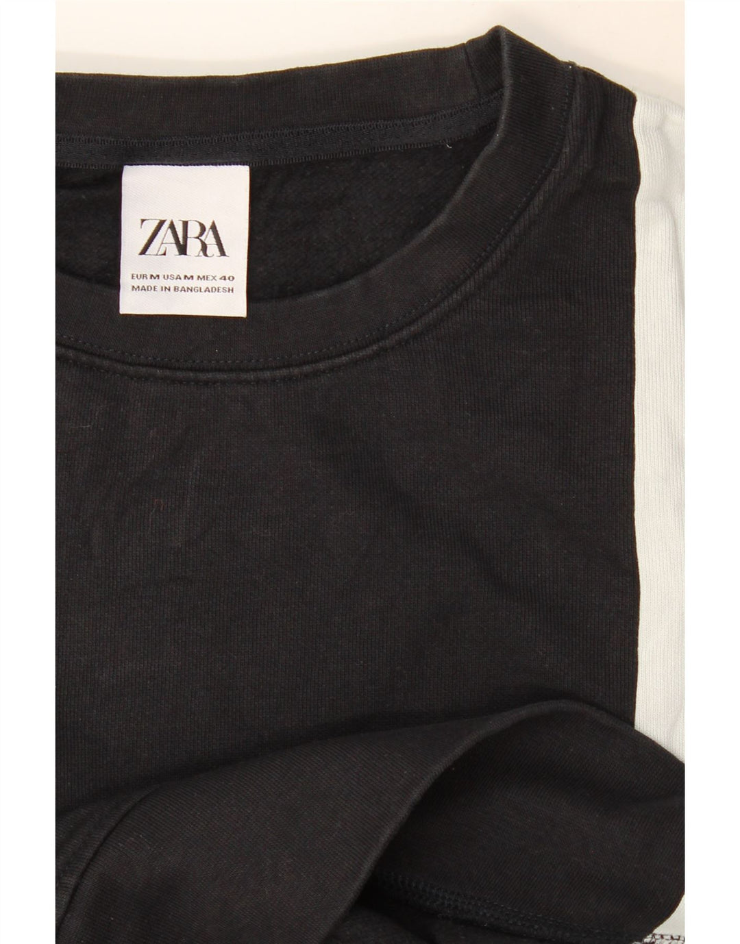 Zara Uomo Felpa Maglione Medio Nero Colorblock