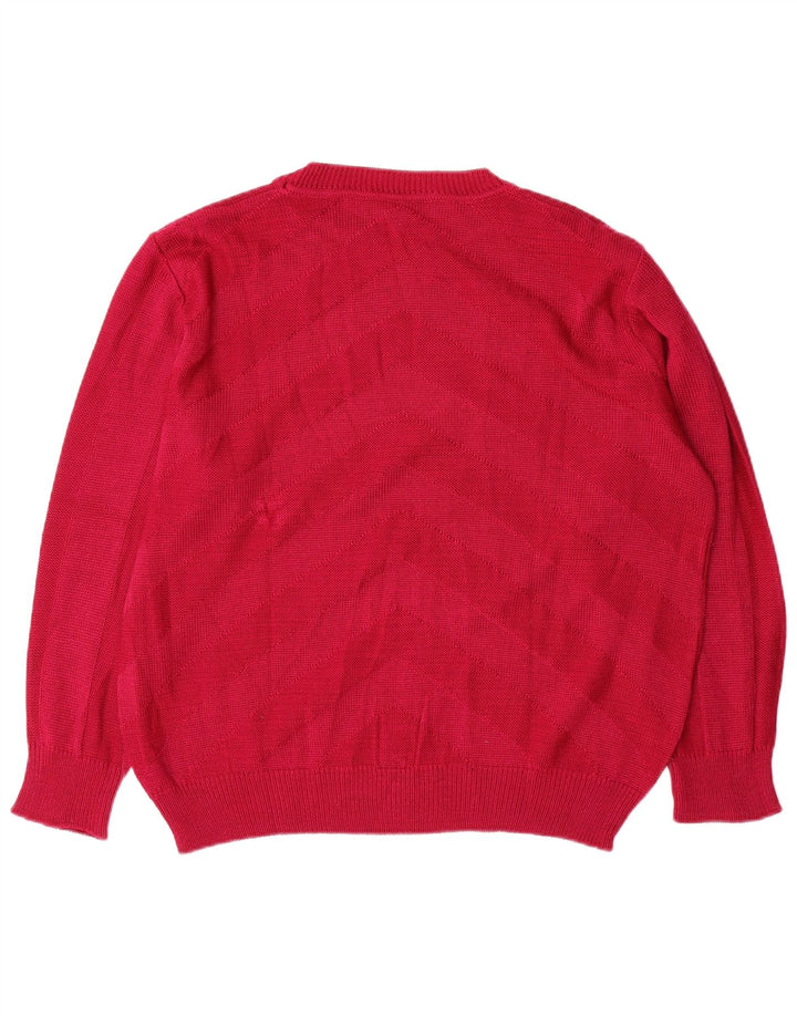 Maglione maglione girocollo oversize da donna vintage IT 46 Grande Chevron rosso