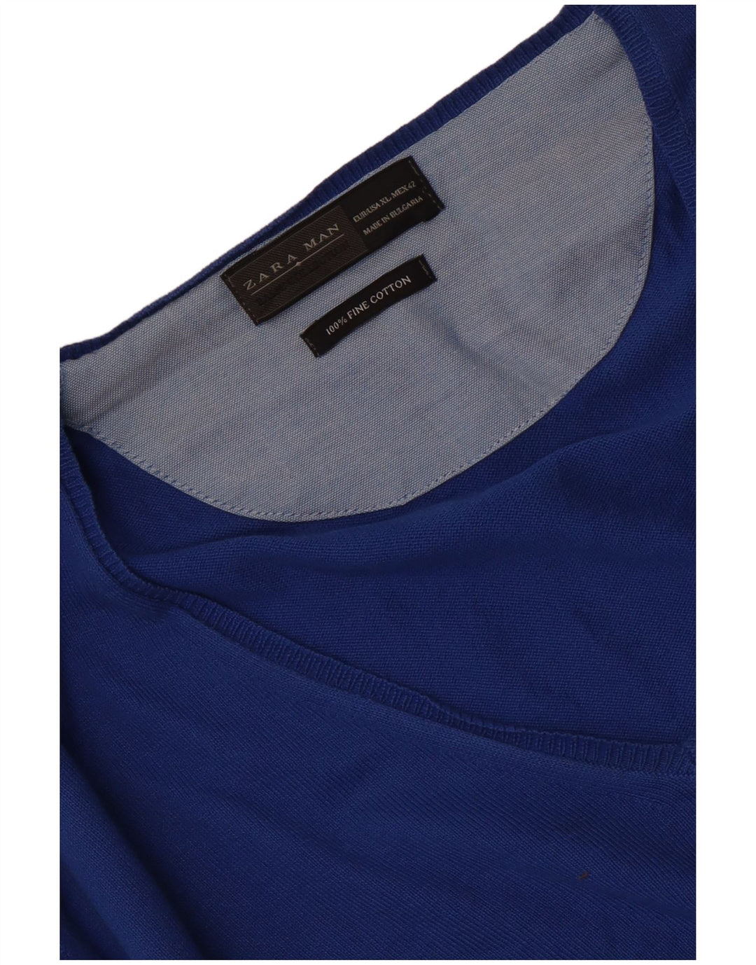 Maglione Zara da uomo con scollo a V XL in cotone blu