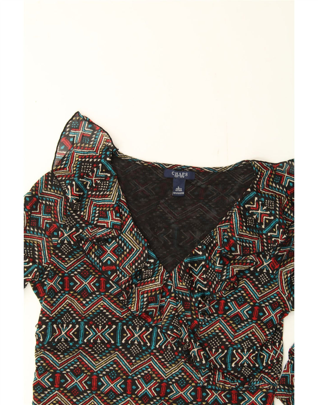 CHAPS Womens 3/4 Sleeve Blouse Top UK 14 Large Multicoloured Geometric Vintage Chaps and Second-Hand Chaps from Messina Hembry 