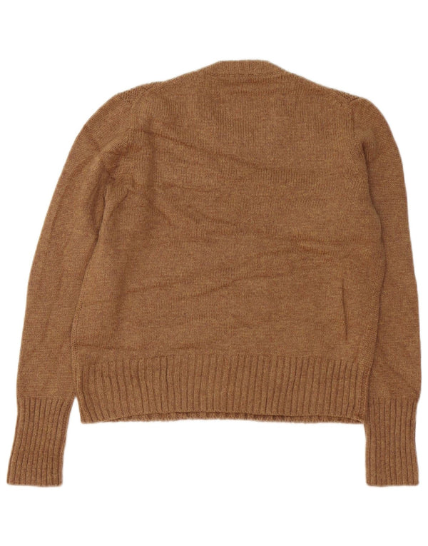 Maglione maglione girocollo da donna J. Crew UK 10 piccolo marrone poliammide