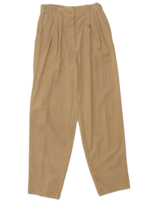 Pantaloni Benetton da donna in velluto a coste a vita alta IT 44 Medium W28 L30 Beige