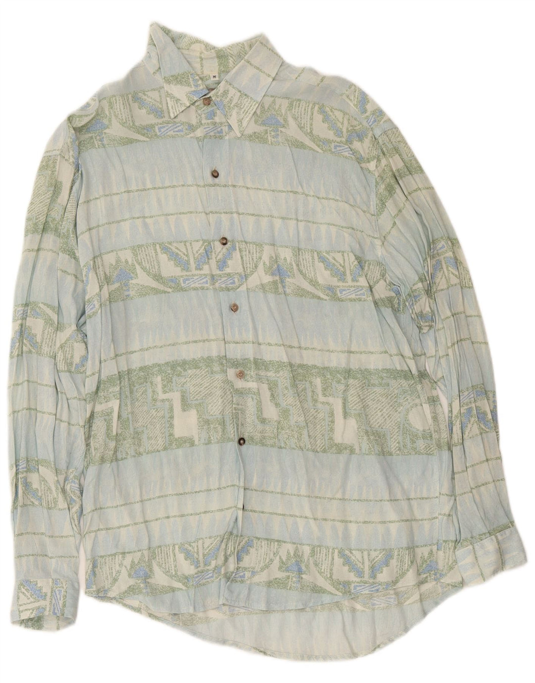 Camicia vintage da uomo blu medio geometrica