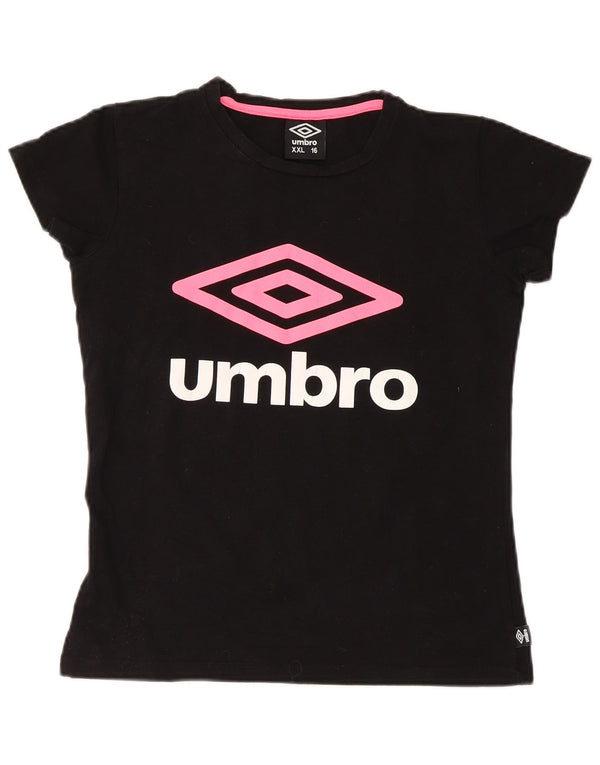 T-shirt grafica per ragazze Umbro Top 15-16 anni 2XL cotone nero