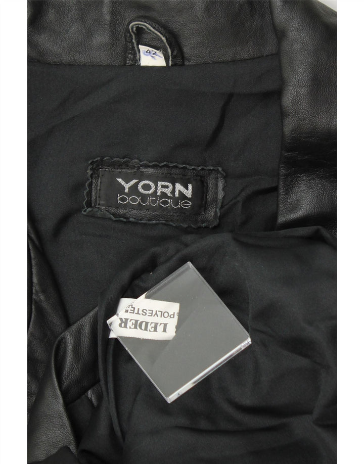 YORN Womens Leather Coat IT 42 Medium Black Leather Vintage Yorn and Second-Hand Yorn from Messina Hembry 