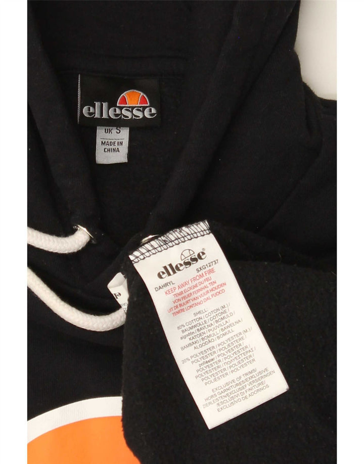 Felpa con cappuccio grafica da uomo Ellesse piccola in cotone nero