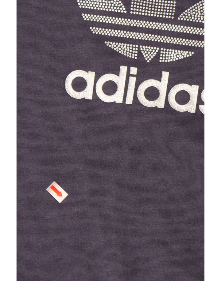 Felpa grafica per ragazze ADIDAS, maglione 11-12 anni, cotone blu navy