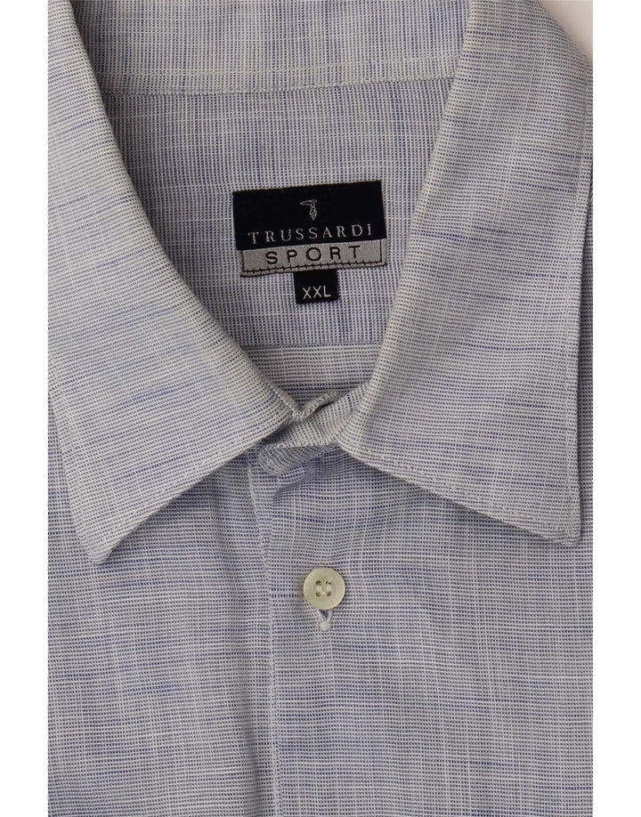 Camicia Trussardi Uomo 2XL Cotone Puntinato Blu
