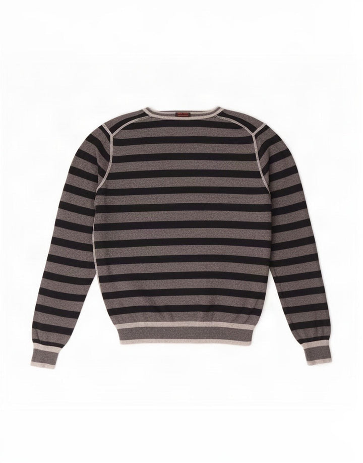 Maglione maglione girocollo da uomo Sun68 piccolo cotone a righe grigie