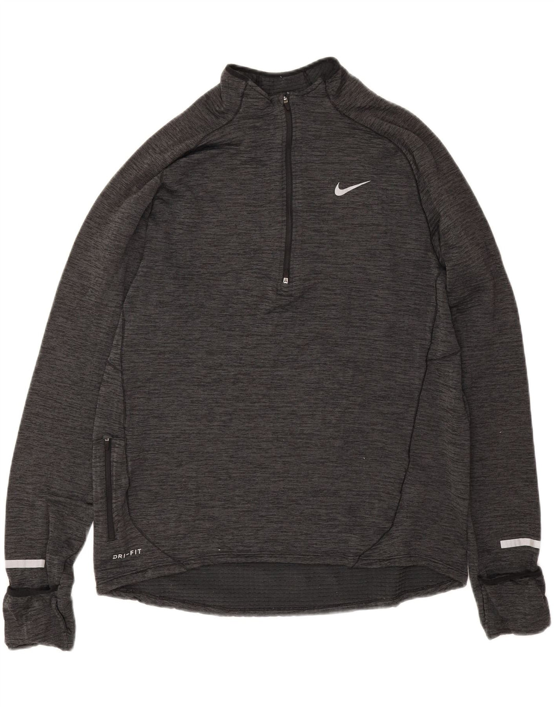 Top Nike da uomo Dri Fit con zip e collo a maniche lunghe, grande, grigio screziato