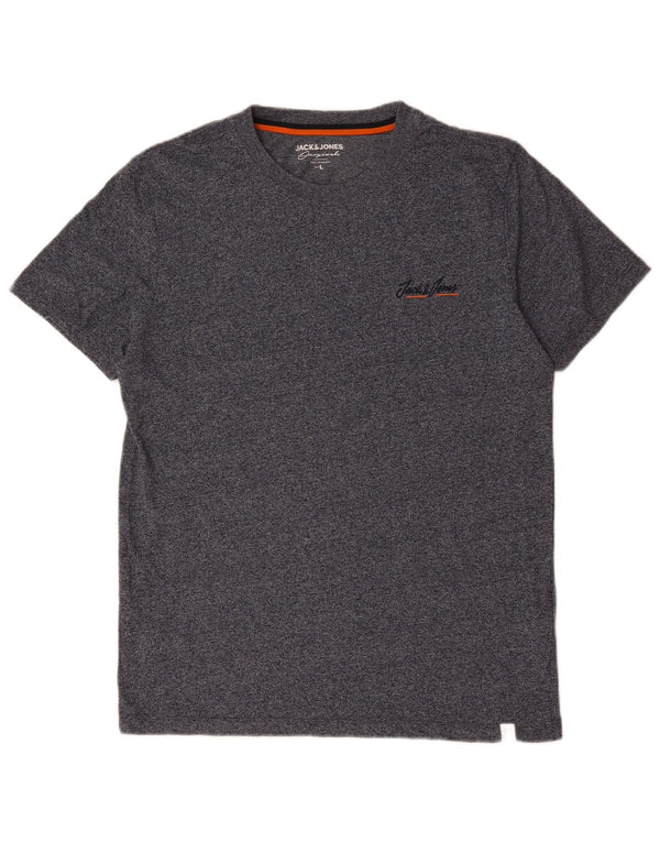 T-shirt da uomo Jack & Jones Top grande in cotone screziato blu navy