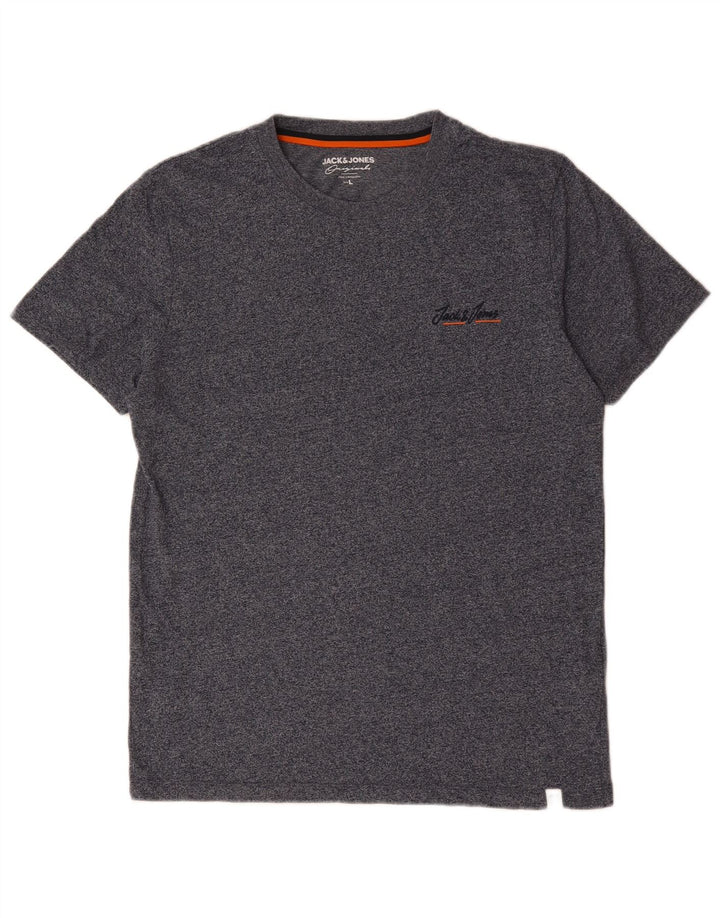 T-shirt da uomo Jack & Jones Top grande in cotone screziato blu navy