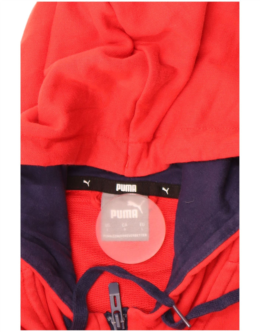 Felpa con cappuccio e zip PUMA da uomo grande in cotone rosso