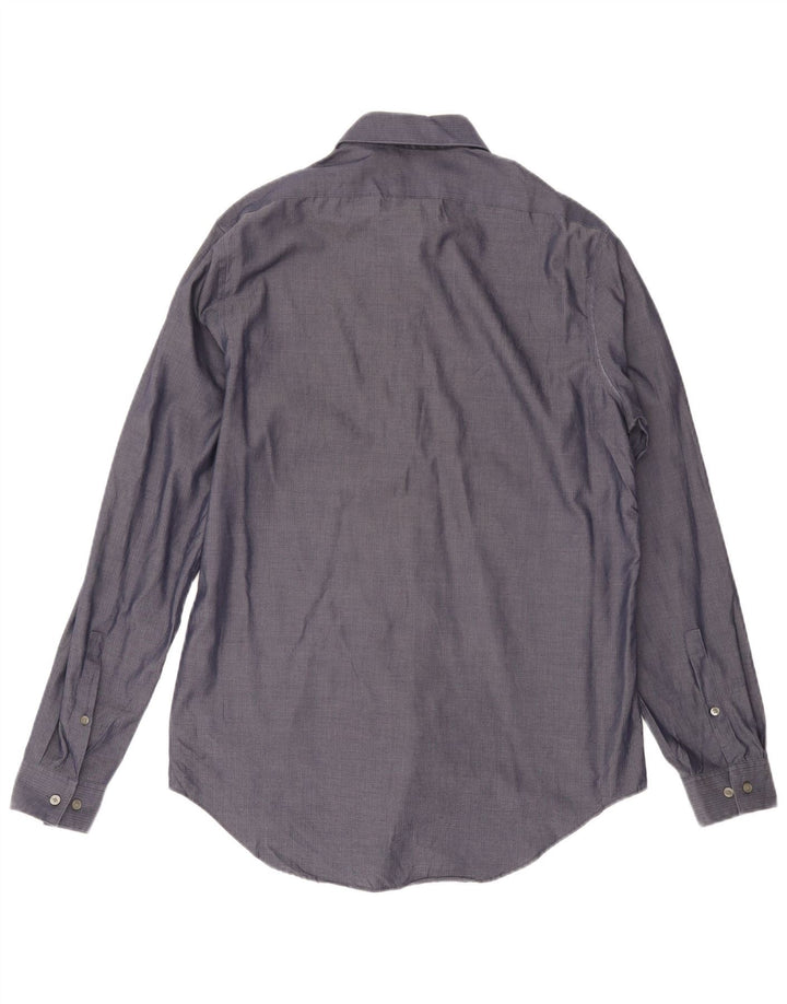 Camicia da uomo Calvin Klein Jeans taglia 15 1/2 media blu navy a spina di pesce