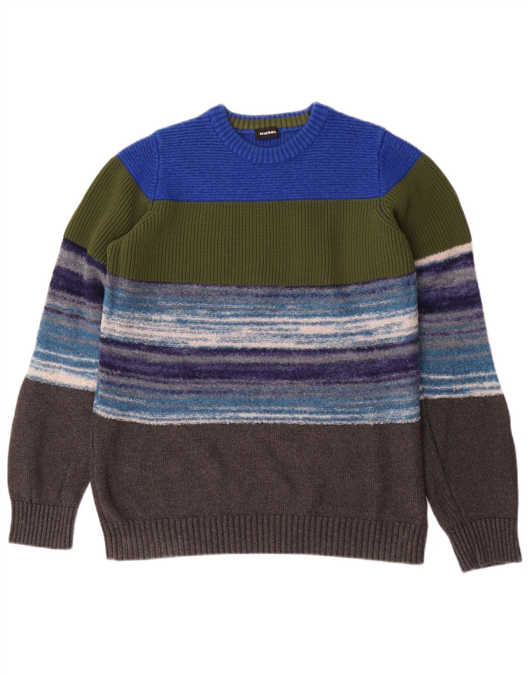 Maglione maglione girocollo da donna Diesel UK 14 a righe grandi multicolori