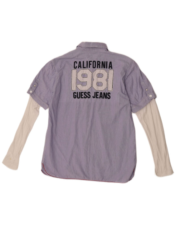 Camicia Guess California Graphic da bambino 15-16 anni in cotone gessato blu