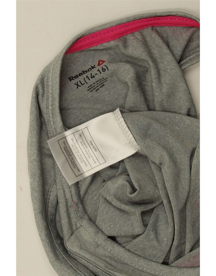 Tutina corta senza maniche grafica Reebok per ragazze 14-15 anni XL poliestere grigio