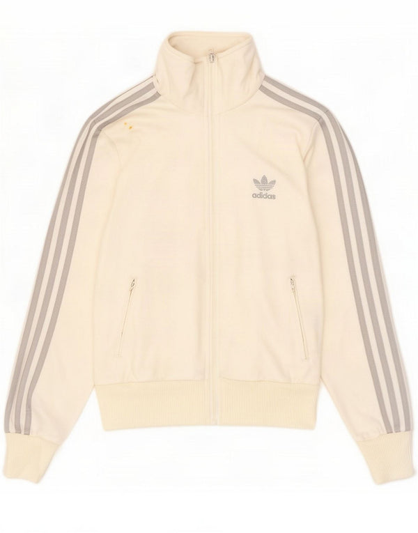 Giacca da ginnastica grafica da donna Adidas UK 14 poliestere bianco medio