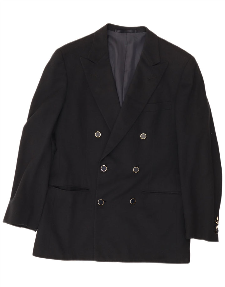 Giacca Blazer Doppiopetto Uomo Galtrucco IT 40 Large Nera Lana