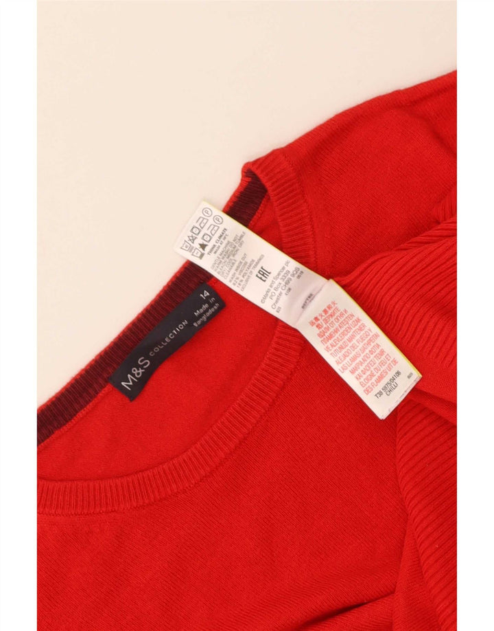 Maglione maglione girocollo da donna Marks & Spencer UK 14 grande viscosa rossa