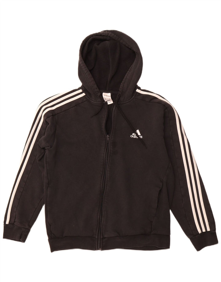 Maglione con cappuccio e zip da uomo ADIDAS in cotone nero medio