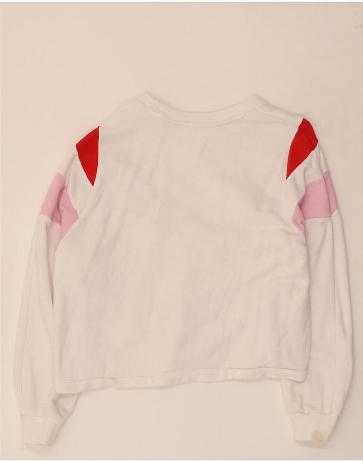 LEVI'S Womens Crop Sweatshirt Jumper UK 14 Medium White Colourblock Cotton Vintage Levi's and Second-Hand Levi's from Messina Hembry 