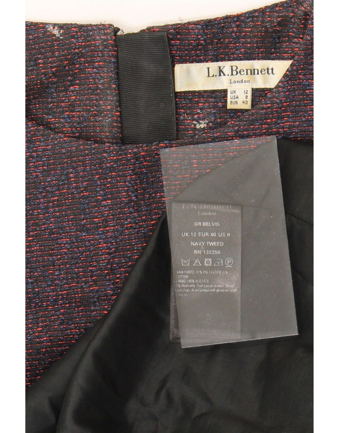 L.K. BENNETT Womens Sheath Dress UK 12 Medium  Grey Flecked Polyester Vintage L.K. Bennett and Second-Hand L.K. Bennett from Messina Hembry 