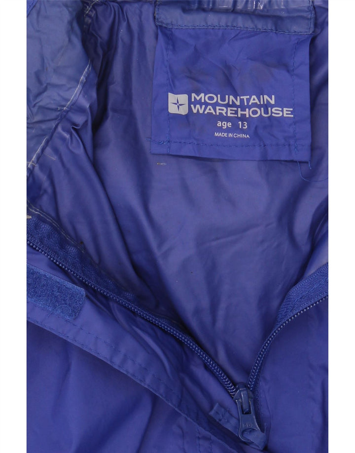 MOUNTAIN WAREHOUSE Boys Hooded Rain Jacket 12-13 Years Blue Nylon Vintage Mountain Warehouse and Second-Hand Mountain Warehouse from Messina Hembry 