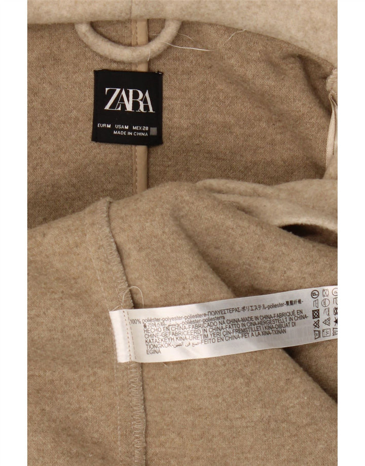 Cappotto con cappuccio da donna Zara UK 14 Poliestere beige medio
