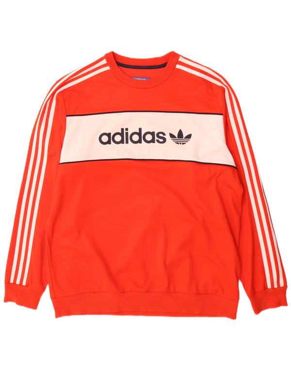 Felpa grafica da uomo Adidas Jumper XL arancione Colourblock in cotone