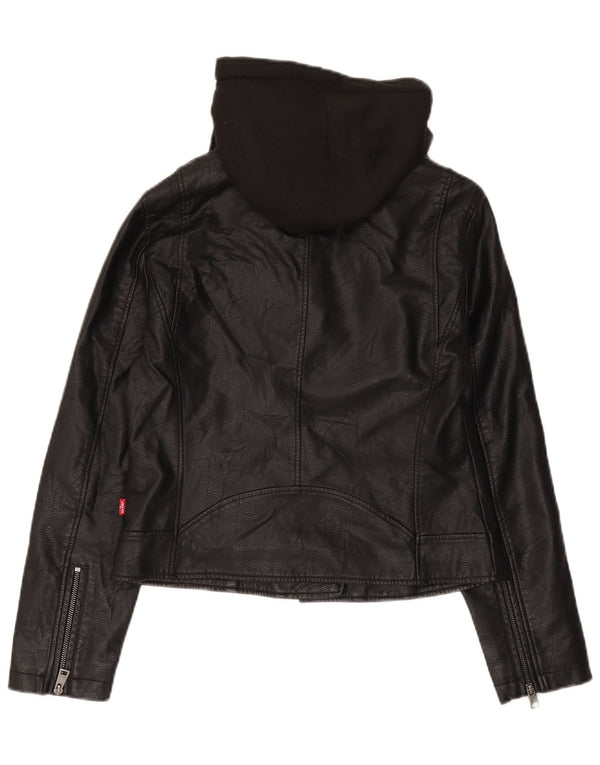 Giacca da motociclista in ecopelle con cappuccio da donna Levi's UK 12 media nera
