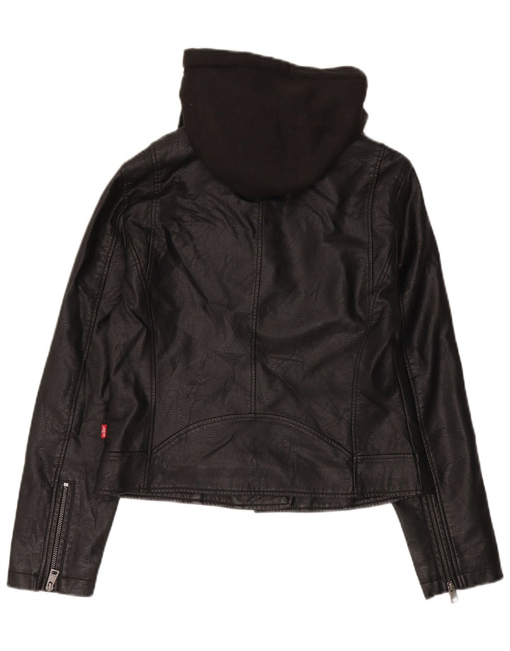 Giacca da motociclista in ecopelle con cappuccio da donna Levi's UK 12 media nera
