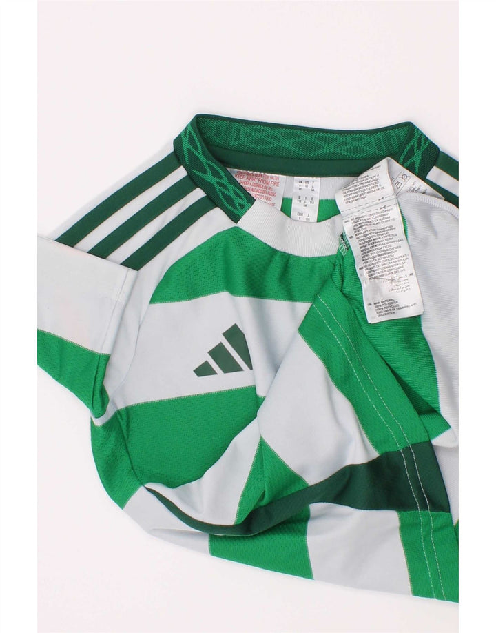 Maglietta grafica da ragazzo Adidas Top 4-5 anni in poliestere a righe verdi