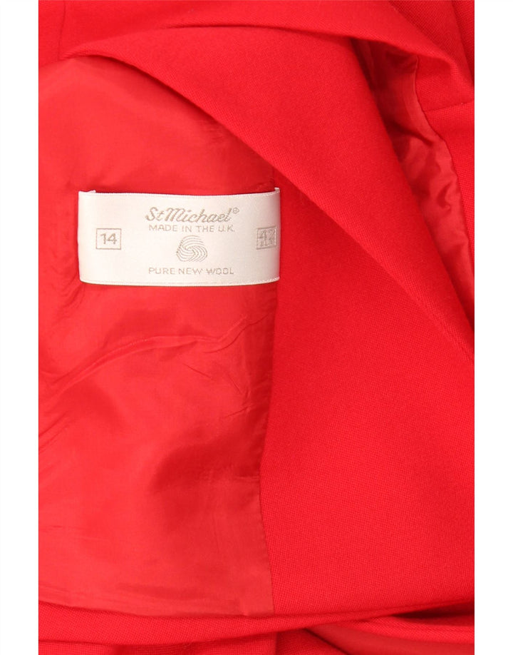 ST MICHAEL Womens Double Breasted Blazer Jacket UK 14 Large Red New Wool Vintage St Michael and Second-Hand St Michael from Messina Hembry 