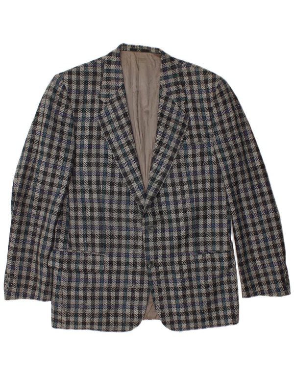 VALENTINO Giacca Blazer da Uomo a 2 Bottoni IT 50 Large Blue Check in Lana Vergine