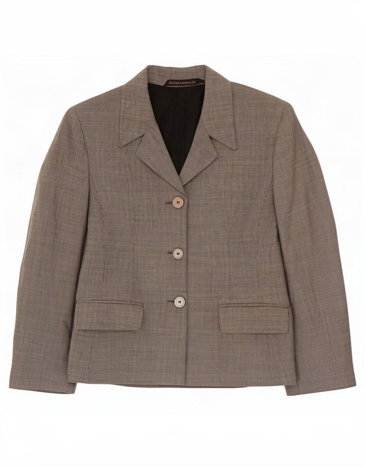 Giacca blazer a 3 bottoni Marks & Spencer da donna UK 16 grande pied de poule grigio