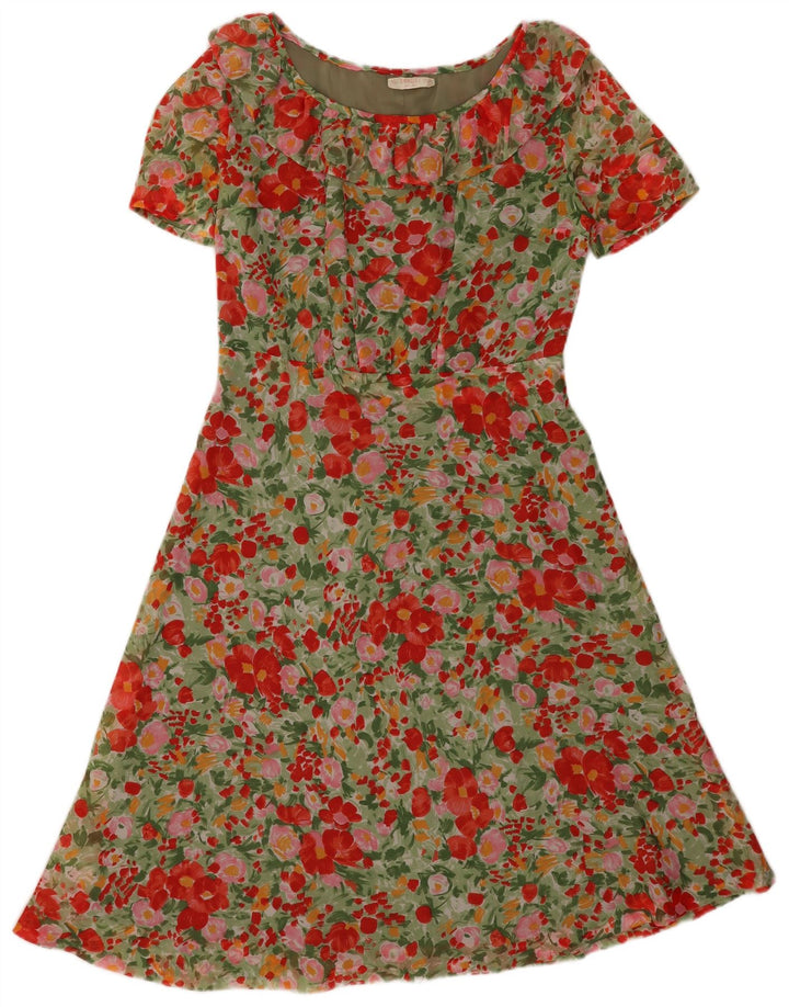 Abito a trapezio da donna vintage UK 12 Poliammide floreale multicolore medio