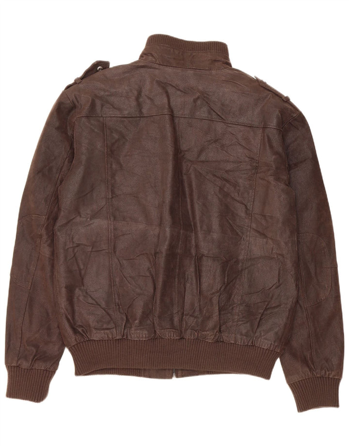 Giacca in pelle militare da uomo Bata and More IT 54 2XL Marrone