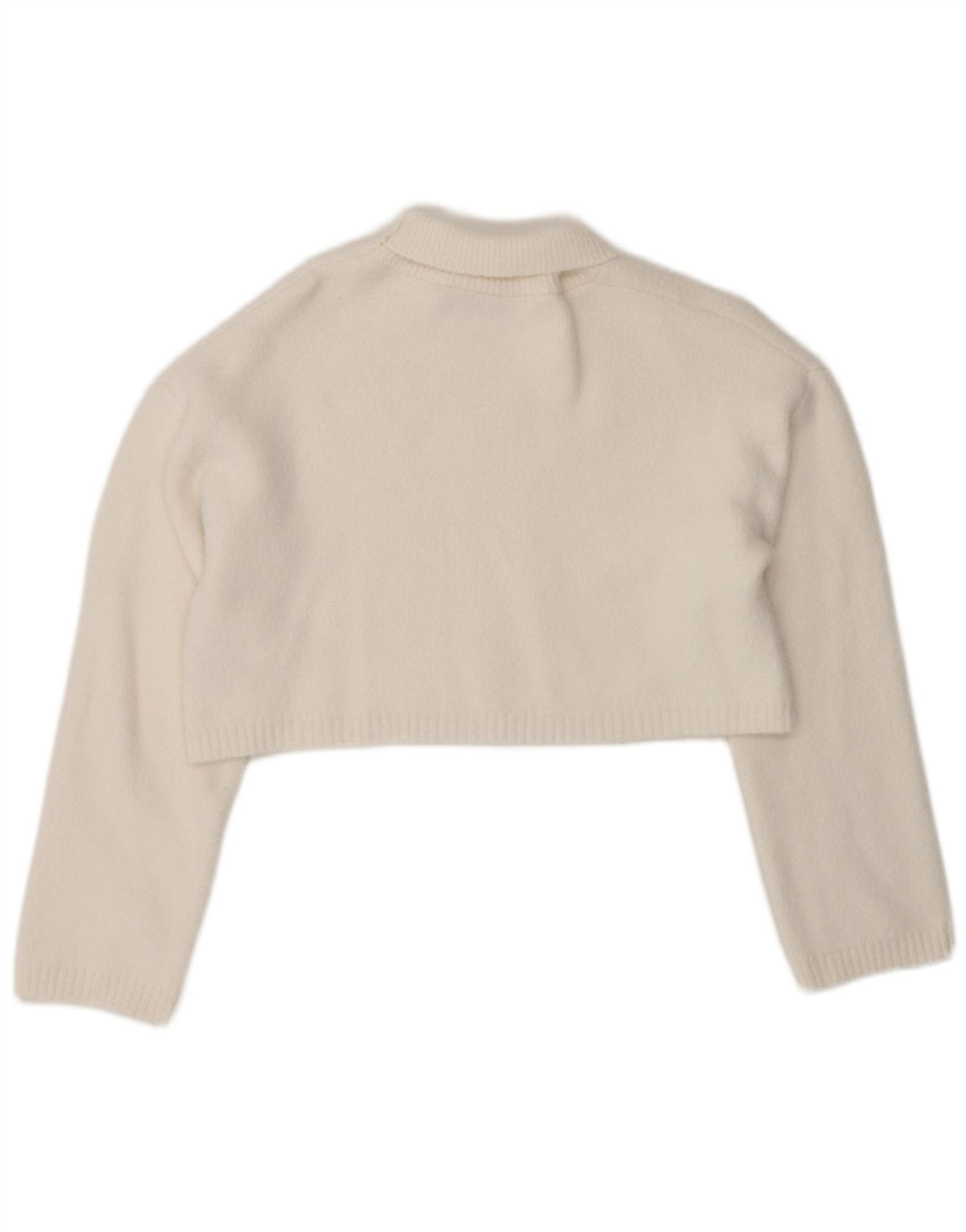 Maglione corto oversize a collo alto da donna Zara UK 10 piccolo bianco